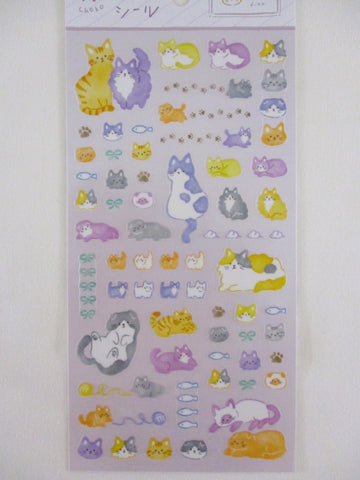 Cute Kawaii Mind Wave Feel Just Fine series - Cat Tabby Kitten Kitty Feline Pet Animal Sticker Sheet - for Journal Planner Craft Diary Gift Schedule Scrapbook Agenda Notebook