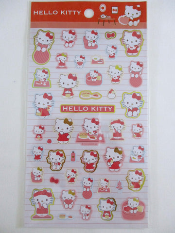 Cute Kawaii Sanrio Hello Kitty Large Sticker Sheet - C Tea Time Red Sweets - for Journal Planner Craft Agenda Diary Project Gift Favorite