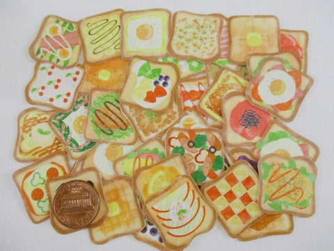 Cute Kawaii Saien Fruit Vegetable Healthy Toast Sandwich Food Hungry Snack Breakfast theme Flake Sack Stickers - 40 pcs