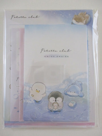 Cute Kawaii Crux Potetto Club Penguin Seal Duck Ocean Sea Animal Letter Set Pack - Stationery Writing Paper Envelope Penpal Journal Gift