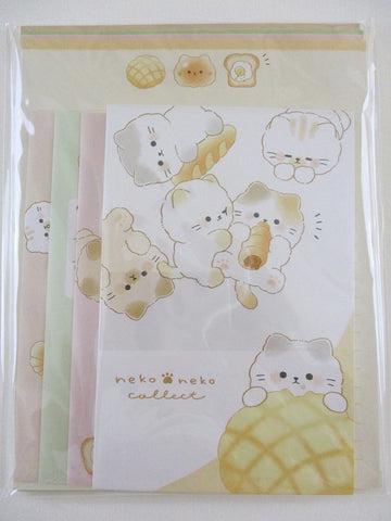 Cute Kawaii Crux Neko Neko Collect Cat Bakery Bread Animal and Food Letter Set Pack - Stationery Writing Paper Envelope Penpal Journal Gift