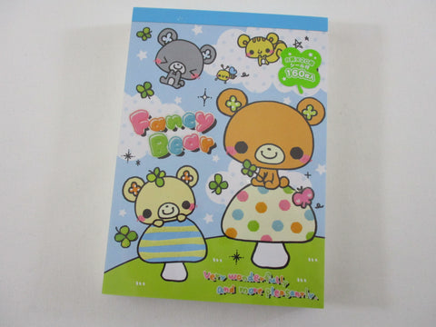 Cute Kawaii HTF Vintage Collectible Crux Bear Mushroom 4 x 6 Inch Notepad / Memo Pad - Stationery Designer Paper Collection