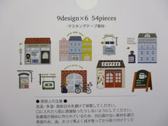 Cute Kawaii Papier Platz Flake Stickers Sack - Town Home Shops Coffee Book - for Journal Agenda Planner Scrapbooking Craft