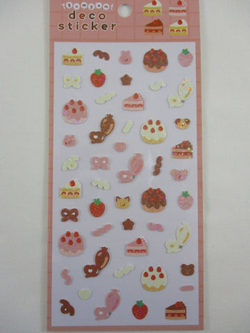 Cute Kawaii World Craft Yumyum Food Series - Sweet Strawberry Cake - Sticker Sheet - for Journal Planner Craft
