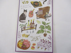 Cute Kawaii MW Snug Cozy Room - D - Black Cat Fine Day Drink Wine Sticker Sheet - for Diary Journal Planner Craft Organizer Schedule Decor Gift