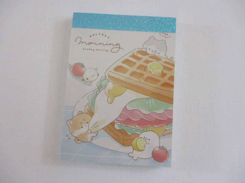 Cute Kawaii Cat Bird Sunday Morning Waffle Mini Notepad / Memo Pad - Stationery Designer Writing Paper Collection Gift