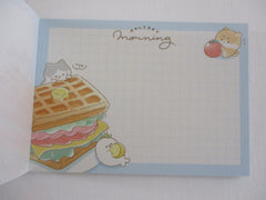 Cute Kawaii Cat Bird Sunday Morning Waffle Mini Notepad / Memo Pad - Stationery Designer Writing Paper Collection Gift
