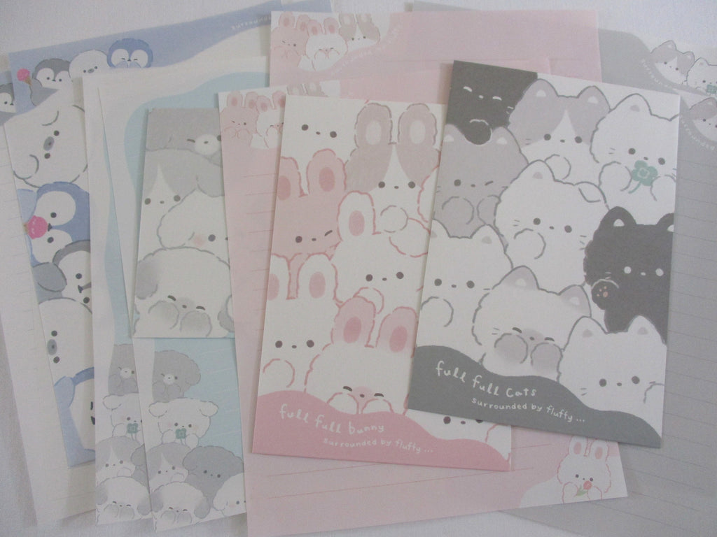 Cute Kawaaii Q-lia Rabbit Cat Dog Penguin Animal Letter Sets - Stationery Writing Paper Envelope Penpal Gift