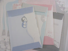 Cute Kawaaii Q-lia Rabbit Cat Dog Penguin Animal Letter Sets - Stationery Writing Paper Envelope Penpal Gift