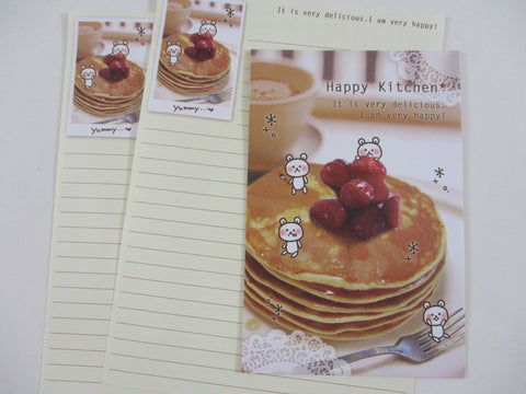 Cute Kawaii World Craft Bear Kitchen Pancake Letter Set - Writing Papers Envelope