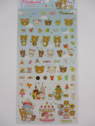 Cute Kawaii San-X Rilakkuma Bear Yum Yum Amusement Park Sticker Sheet 2022 - for Planner Journal Scrapbook Craft