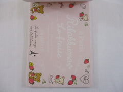 Rare ❤︎ Vintage *ੈ✩‧₊˚ Collectible ✿ Gift - Cute Kawaii San-X Rilakkuma Bear La Fraise Strawberry B 4 x 6 Inch Notepad / Memo Pad - Stationery Designer Paper Collection 2014