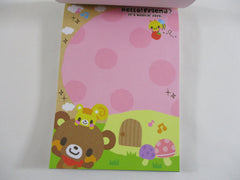 Cute Kawaii HTF Vintage Collectible Q-lia Bear friends Hello Friend 4 x 6 Inch Notepad / Memo Pad - Stationery Designer Paper Collection