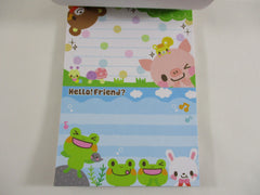 Cute Kawaii HTF Vintage Collectible Q-lia Bear friends Hello Friend 4 x 6 Inch Notepad / Memo Pad - Stationery Designer Paper Collection