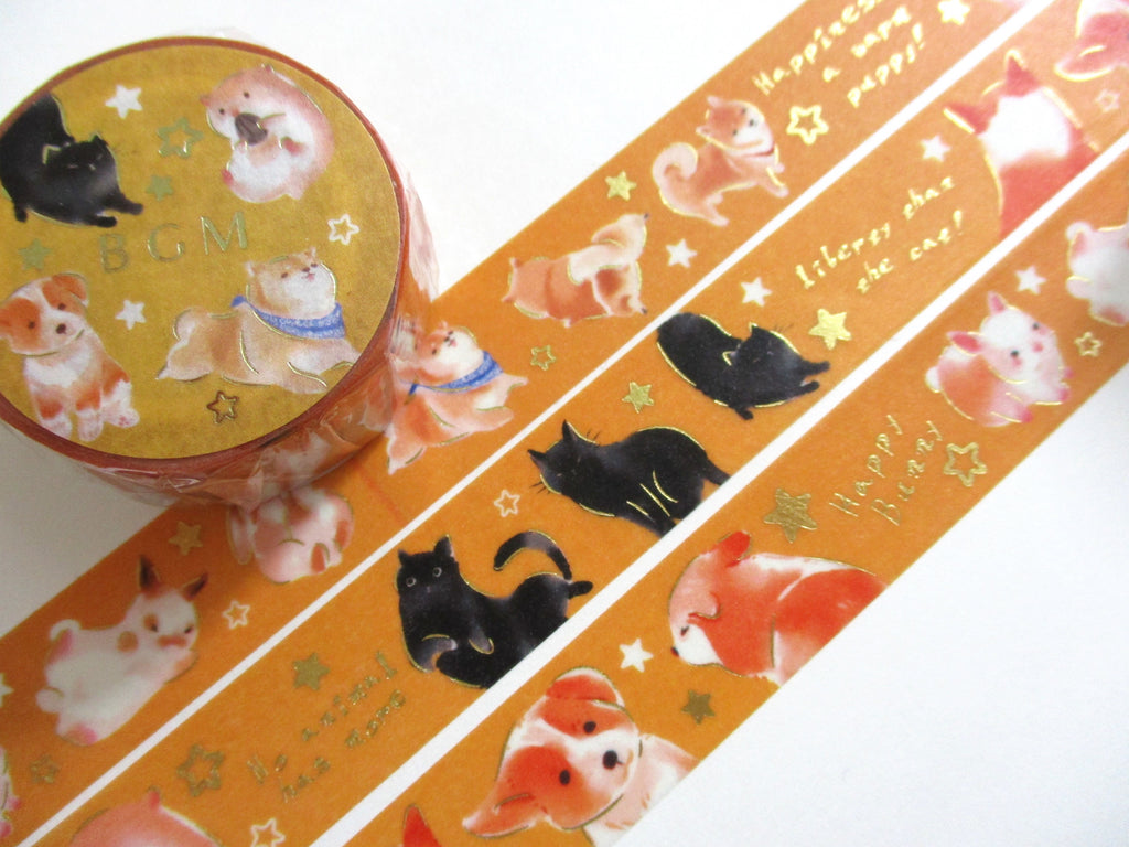 Cute Kawaii BGM Washi / Masking Deco Tape - Cat Dog Hamster Pet - for Scrapbooking Journal Planner Craft