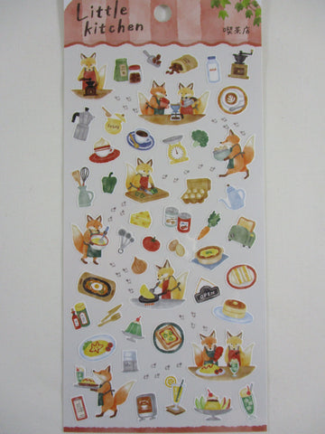Cute Kawaii MW Animal Little Kitchen - A - Fox Bake Egg Coffee Sandwich Sticker Sheet - for Journal Planner Craft Organizer Schedule Decor