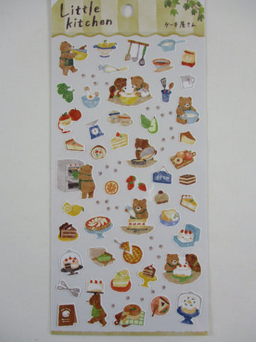 Cute Kawaii MW Animal Little Kitchen - F - Bear Baker Fruit Tart Pie Sticker Sheet - for Journal Planner Craft Organizer Schedule Decor