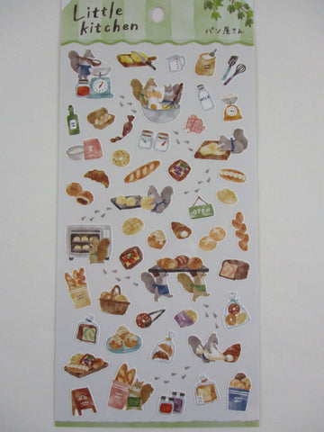 Cute Kawaii MW Animal Little Kitchen - D - Raccoon Bakery Baker Bread Jam Sticker Sheet - for Journal Planner Craft Organizer Schedule Decor