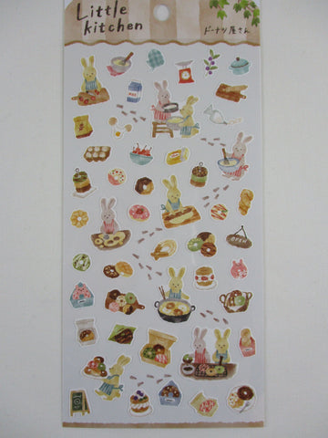 Cute Kawaii MW Animal Little Kitchen - E - Rabbit Bunny Bakery Baker Donut Sticker Sheet - for Journal Planner Craft Organizer Schedule Decor