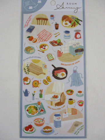 Cute Kawaii MW Room Series - E - Kitchen Cooking Breakfast Supper Egg Fruit Decor Books Read Serene Peaceful Me time Sticker Sheet - for Journal Planner Organizer Schedule Craft