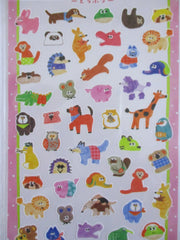 Cute Kawaii Mind Wave Pop Bright Color Series Sticker Sheet - Animals Zoo Dog Cat Rabbit Fox Hippo Pig Horse Hedgehog Elephant for Journal Planner Craft Diary Gift Schedule