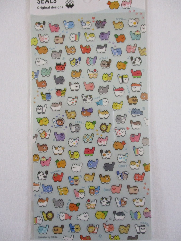 Cute Kawaii Mind Wave Ori Colorful Fun Cat Tabby Kitten Sticker Sheet - for Journal Planner Craft Diary Gift Schedule
