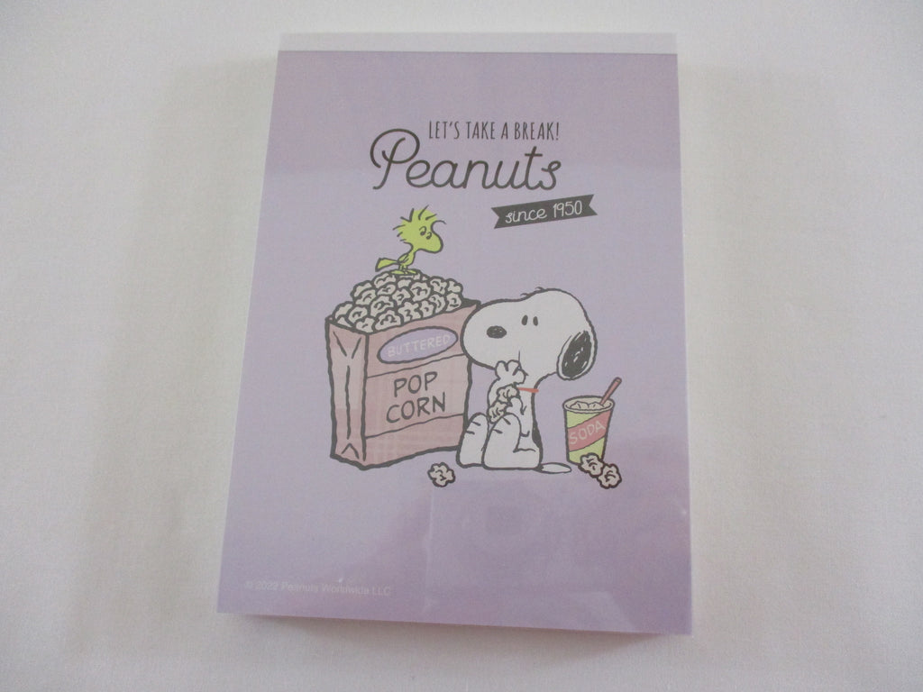 Rare ❤︎ *ੈ✩‧₊˚ Collectible ✿ Gift - Cute Kawaii Peanuts Snoopy Popcorn 4 x 6 Inch Notepad / Memo Pad Diary Journal - Stationery Designer Paper Collection
