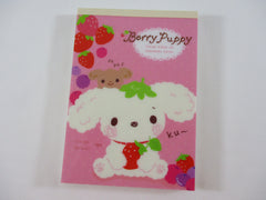 Cute Kawaii Rare HTF Vintage San-X Berry Puppy 4 x 6 Inch Notepad / Memo Pad - F - Stationery Designer Paper Collection