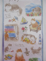 Cute Kawaii Mind Wave Cat Tabby Daily Scenery Sticker Sheet E Scenic Walk Beach Ocean - for Journal Planner Diary Craft Gift Schedule Notebook Creative Art