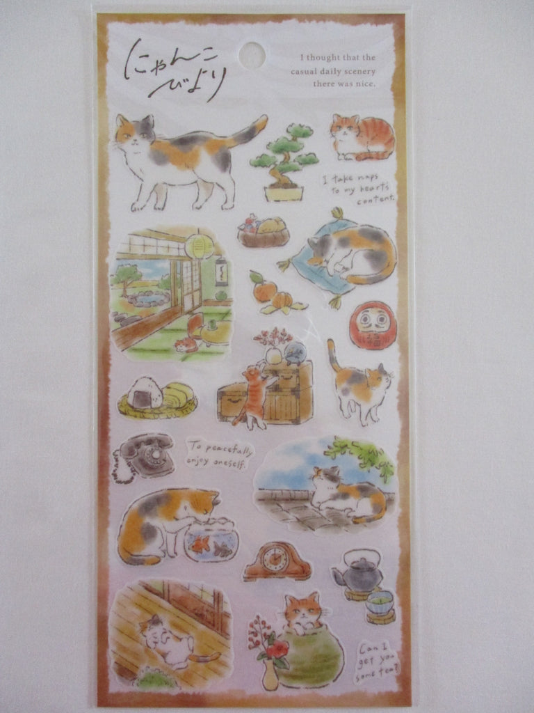 Cute Kawaii Mind Wave Cat Tabby Daily Scenery Sticker Sheet F Scenic Nap Cozy Time - for Journal Planner Diary Craft Gift Schedule Notebook Creative Art