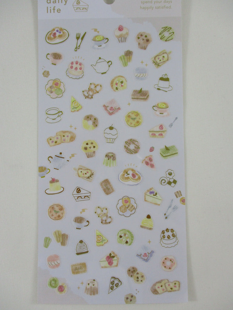 Cute Kawaii MW one's daily happy day Sticker Sheet - Food Sweet Cake Cheesecake Tea Cookie for Journal Planner Craft Scrapbook Notebook Organizer