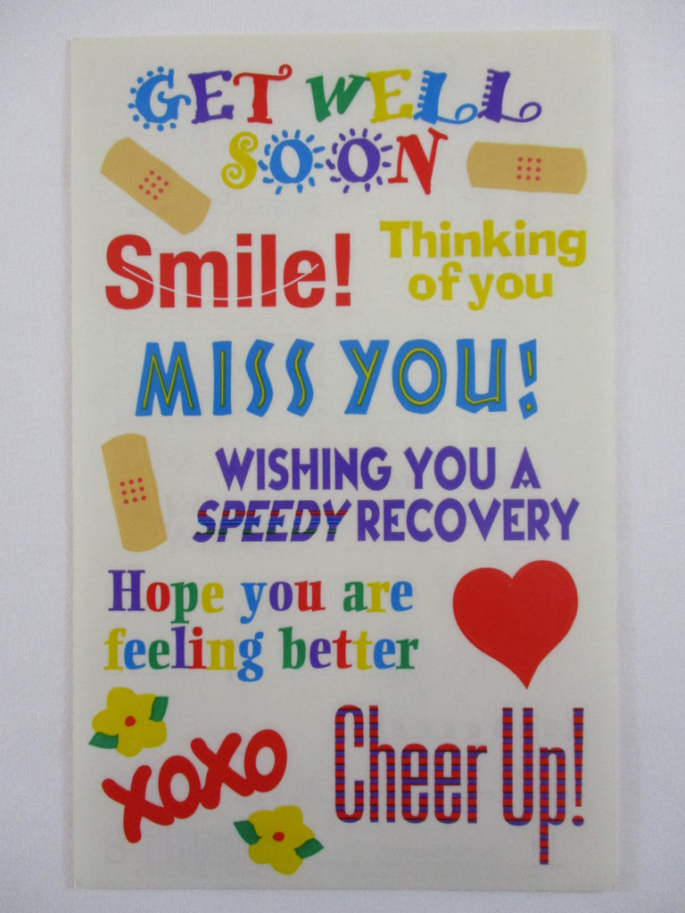 Mrs Grossman 4 x 6.5 Get Well Captions Sticker Sheet - Vintage & Collectible 2002