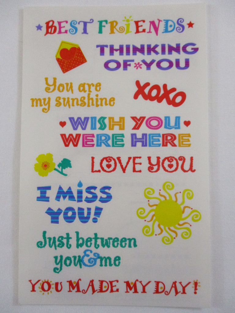 Mrs Grossman 4 x 6.5 Friendship Captions Sticker Sheet - Vintage & Collectible 2002