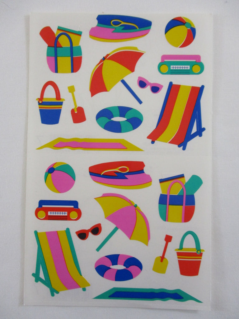 Mrs Grossman 4 x 6.5 Beach Chair Music Umbrella Toys Sticker Sheet - Vintage & Collectible 1993