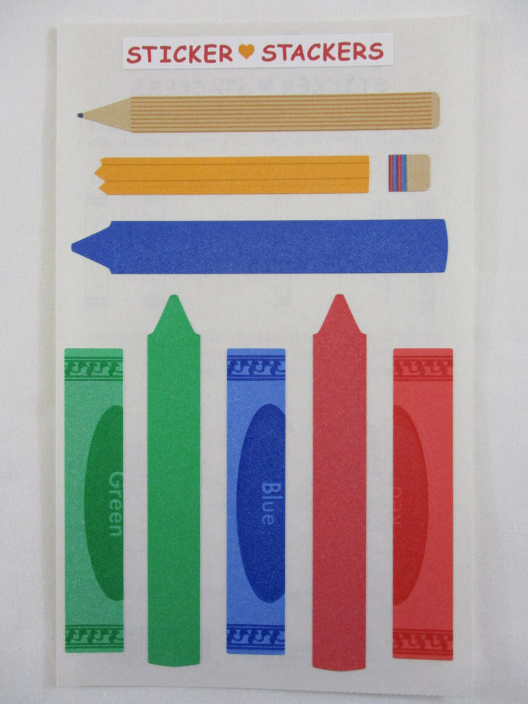 Mrs Grossman 4 x 6.5 Sticker ❤︎ Stackers series - Pencil & Crayons Sticker Sheet - Vintage & Collectible 2004