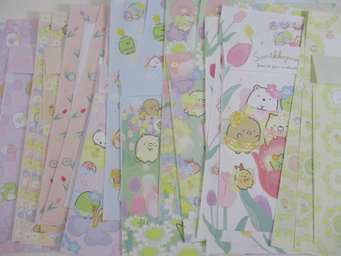 Cute Kawaii San-X Sumikko Gurashi 8 Flower Garden Letter Sets - Writing Paper Envelope Stationery Penpal