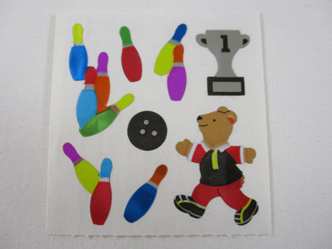 Sandylion Bear Bowling Foil Mylar Sticker Sheet / Module - Vintage & Collectible
