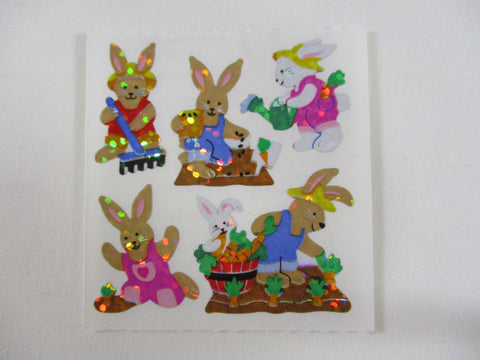 Sandylion Rabbit Gardening Glitter Sticker Sheet / Module - Vintage & Collectible