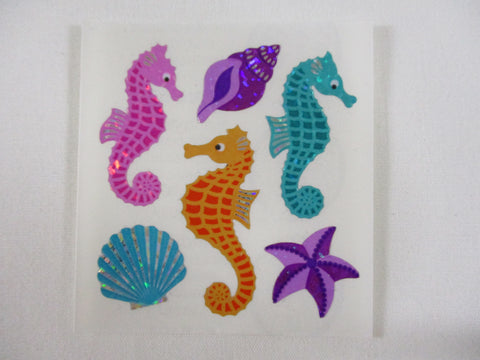 Sandylion Seahorse Seashell Glitter Sticker Sheet / Module - Vintage & Collectible