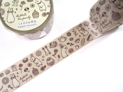 Cute Kawaii Saien Washi / Masking Deco Tape - Rabbit Tea Party Classic Bunny - for Scrapbooking Journal Planner Craft