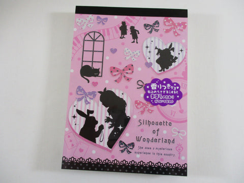 Cute Kawaii HTF Vintage Collectible Q-lia Alice Silhouette of Wonderland Princess Fairy Tale 4 x 6 Inch Notepad / Memo Pad - Stationery Designer Paper Collection