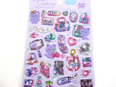 Cute Kawaii Q-Lia Cat Nostalgic Purple Sticker Sheet - for Journal Planner Craft Scrapbook Notebook Decal