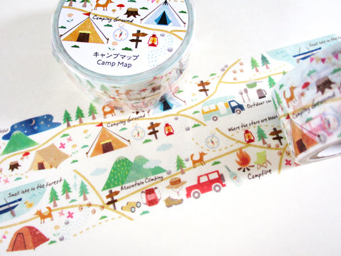 Cute Kawaii Saien Washi / Masking Deco Tape - Camping Ground Utensils Tent Lake Nature Forest - for Scrapbooking Journal Planner Craft
