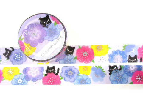 Cute Kawaii BGM Washi / Masking Deco Tape - Cat - for Scrapbooking Journal Planner Craft