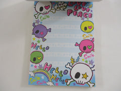 Cute Kawaii HTF Vintage Collectible Kamio Love Peace Skull Halloween 4 x 6 Inch Notepad / Memo Pad - Stationery Designer Paper Collection
