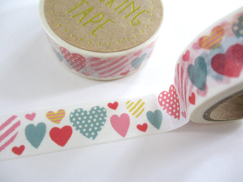 Cute Kawaii W-Craft Washi / Masking Deco Tape - Hearts Love #Luv - for Scrapbooking Journal Planner Craft