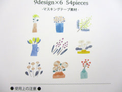 Cute Kawaii Papier Platz Flake Stickers Sack - Flower Vase Stem - for Journal Agenda Planner Scrapbooking Craft Schedule