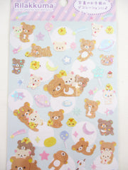 Cute Kawaii San-X Rilakkuma Bear Glittery Sticker Sheet 2023 - B Stars Planet - for Planner Journal Scrapbook Craft