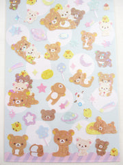 Cute Kawaii San-X Rilakkuma Bear Glittery Sticker Sheet 2023 - B Stars Planet - for Planner Journal Scrapbook Craft