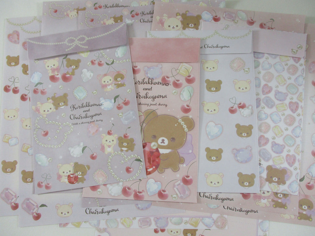 Cute Kawaii San-X Rilakkuma Korilakkuma Cherries Letter Sets - 2022 - Stationery Writing Paper Envelope Penpal